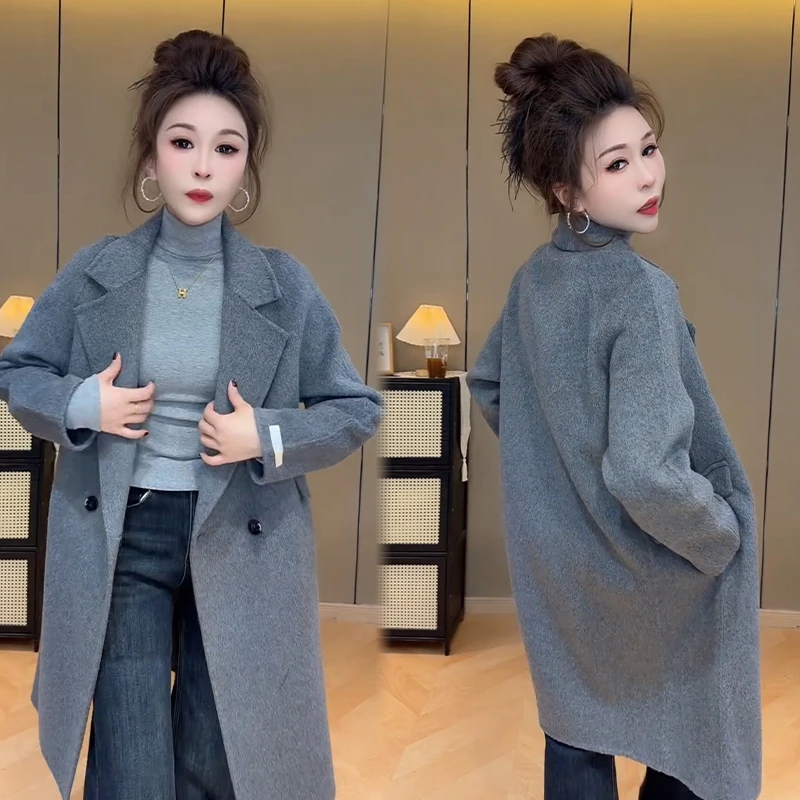 2025秋冬新款时尚显瘦气质网红高档洋气女高级百搭宽松毛呢外套潮