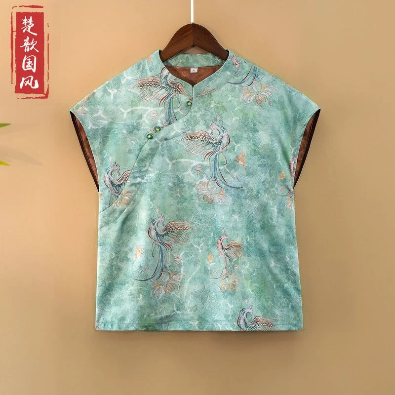 【锦凤】夏季2025新款上衣小衫新中式女装国风立领提花气质短袖衬衫