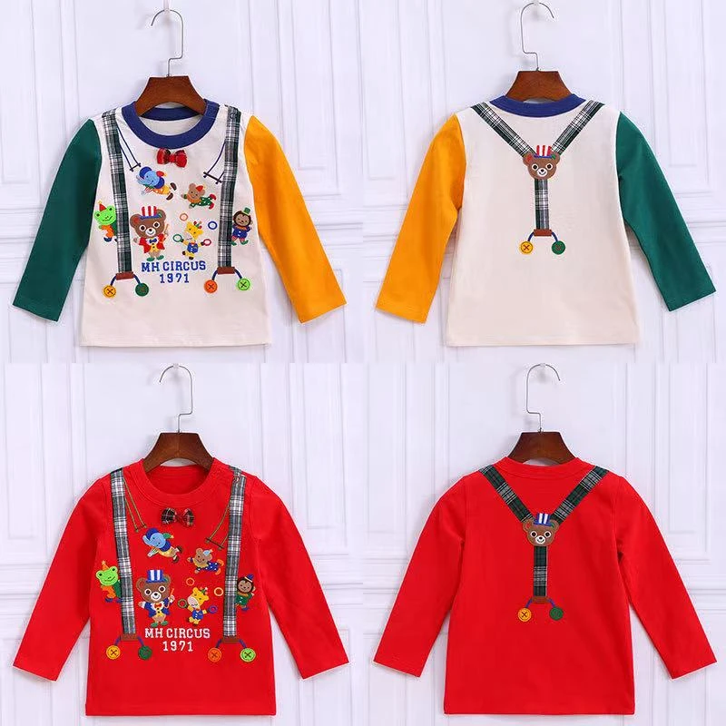 2025儿童年秋冬长袖T男女童卡通马戏团上衣打底春秋圆领套头小童
