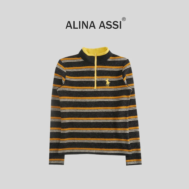 【雪雪】2025秋冬新款显瘦T恤休闲长袖上衣W0718