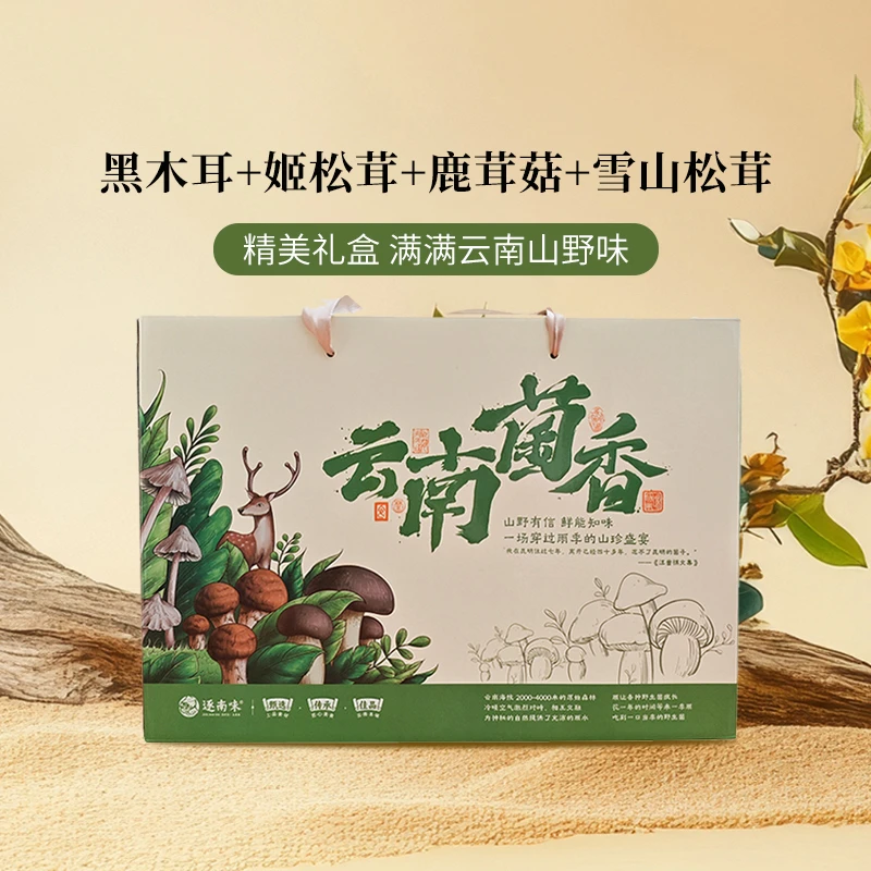 云南特产菌菇礼盒过年年货节春节年货姬松茸鹿茸菇雪山松茸黑木耳