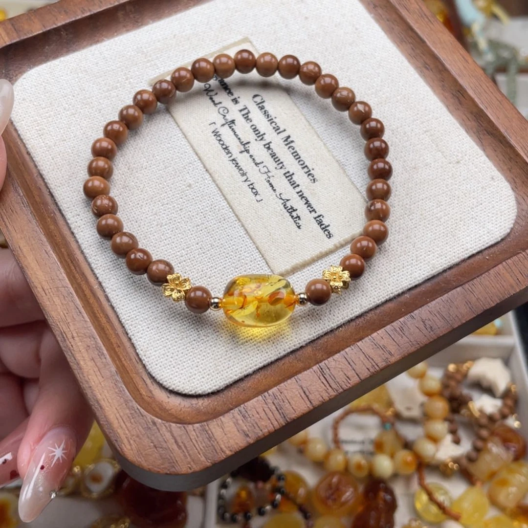 琥珀裸石未镶嵌花珀手串