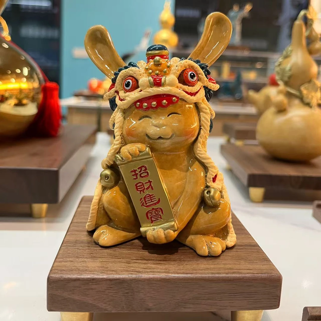 铜工艺品摆件《醒狮兔》家居装饰创意礼品生肖吉祥物