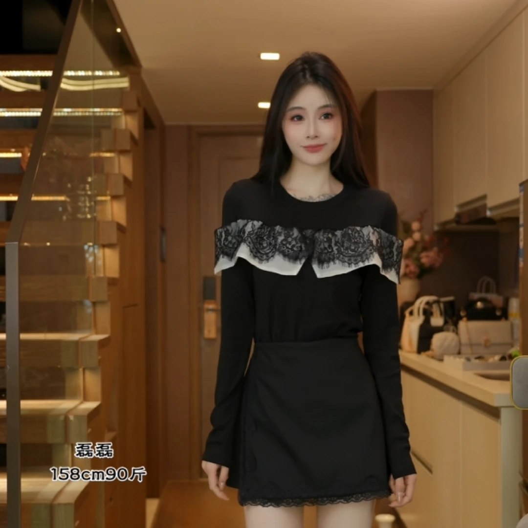 磊磊【爱意交织】上衣 拼接设计针织上衣88126