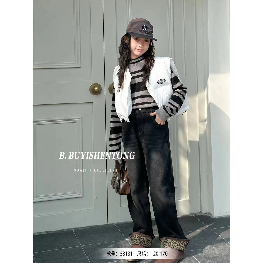 58131高端专享冬季加绒奥粒牛仔裤黑色（布）