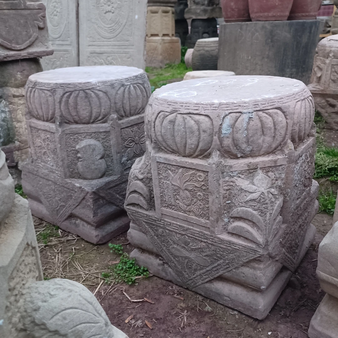 庭院摆件石雕落地摆件石雕石墩一对