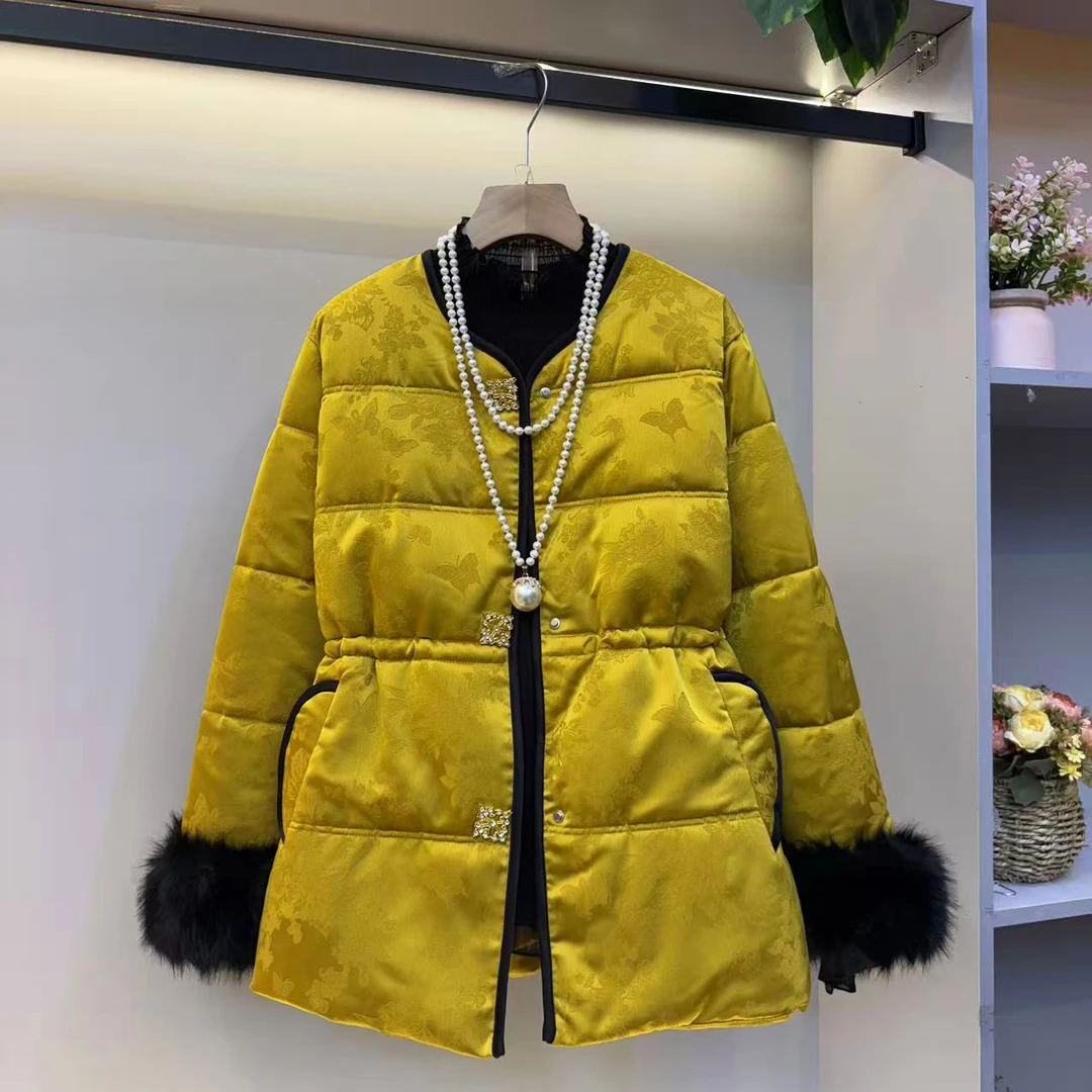 新中式国风加厚棉服冬季高级感显瘦气质减龄中长款