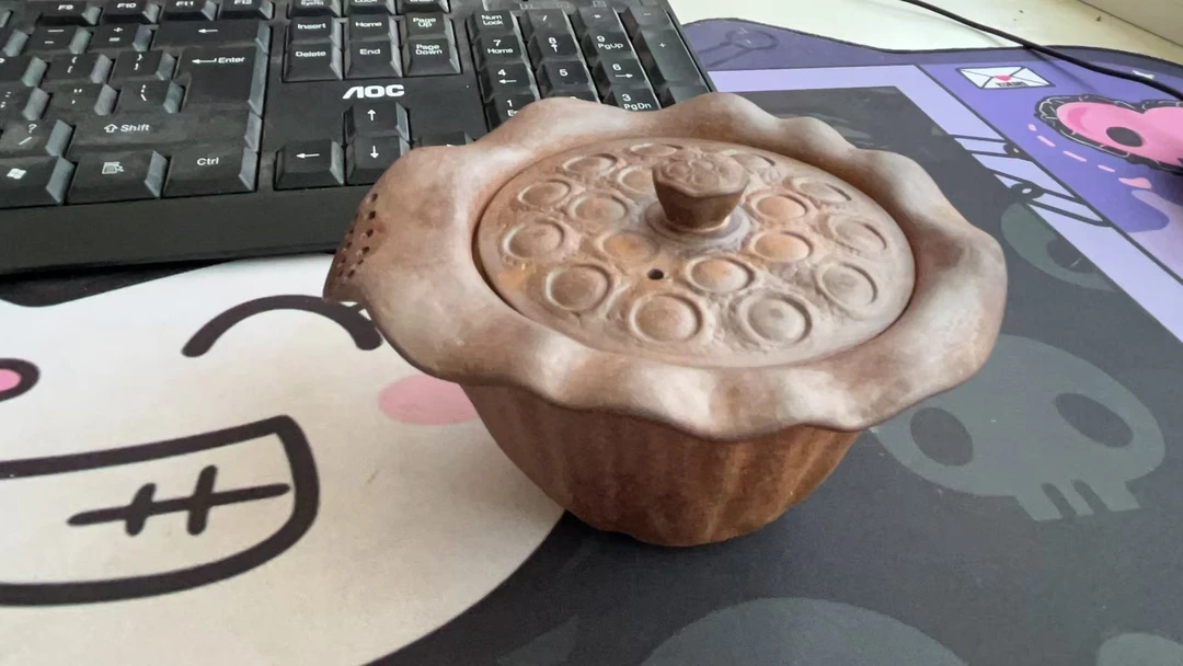 原矿老岩泥荷花手抓壶236