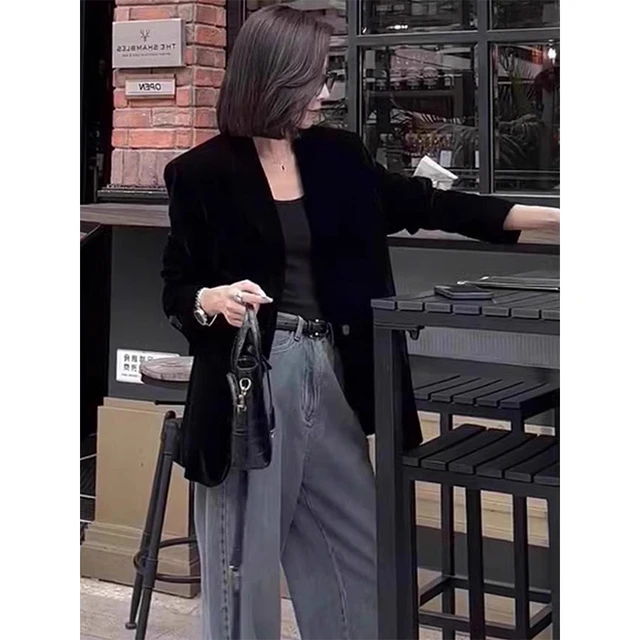 金丝绒西装短外套女士装春秋冬季2025新款小个子休闲 西服风衣上