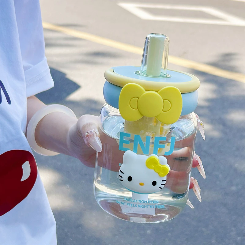 玻璃杯女生高颜值吸管水杯新款学生便携耐高温茶水分离办公室杯子