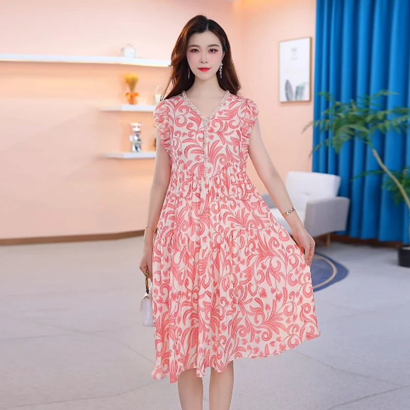 【连衣裙】夏季新款时尚修身法式洋气气质显瘦减龄宽松连衣裙