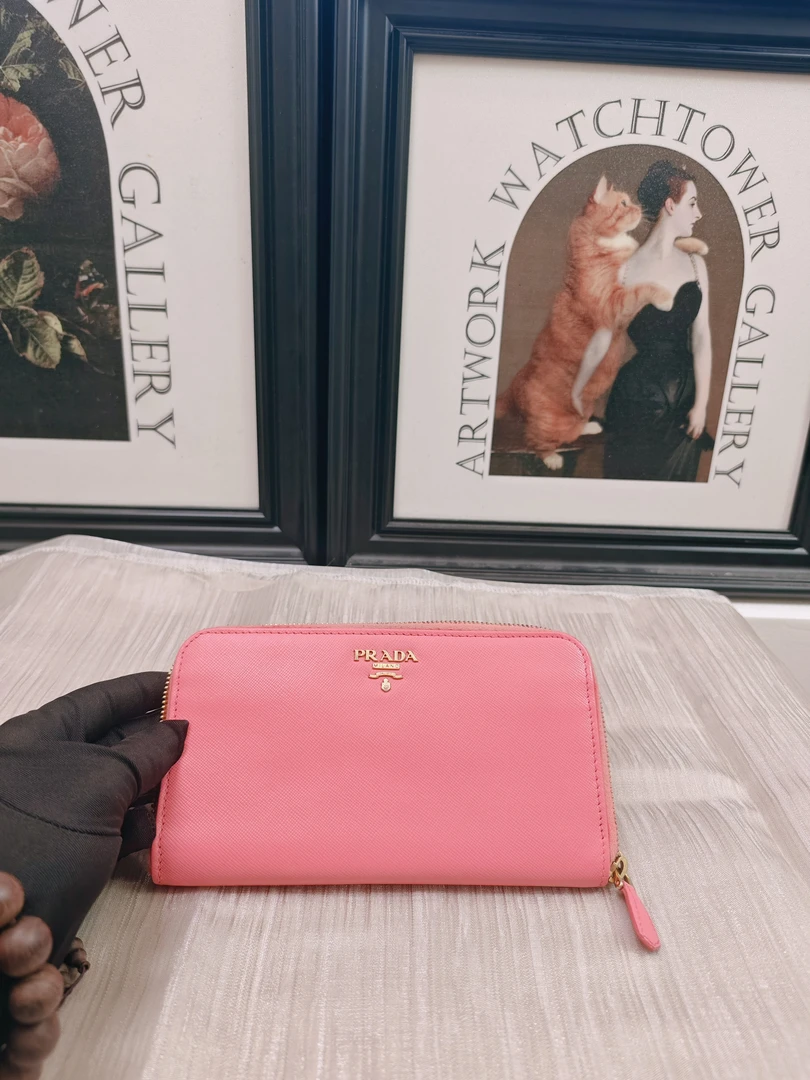 95新 Prada/普拉达 95新普拉达粉金大钱包