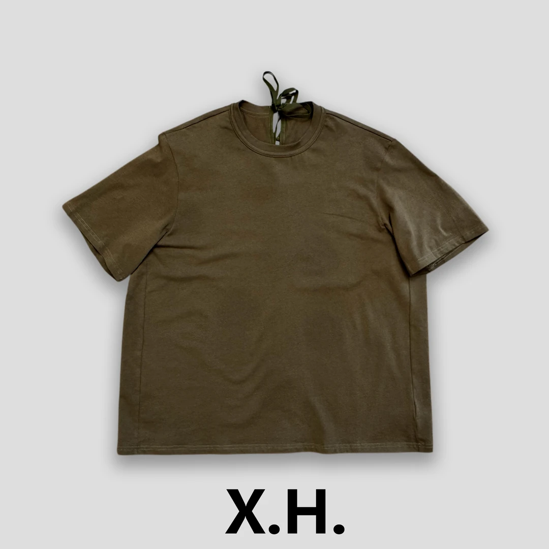 【刘小黑】系带T恤 夏季休闲宽松百搭圆领短袖T恤