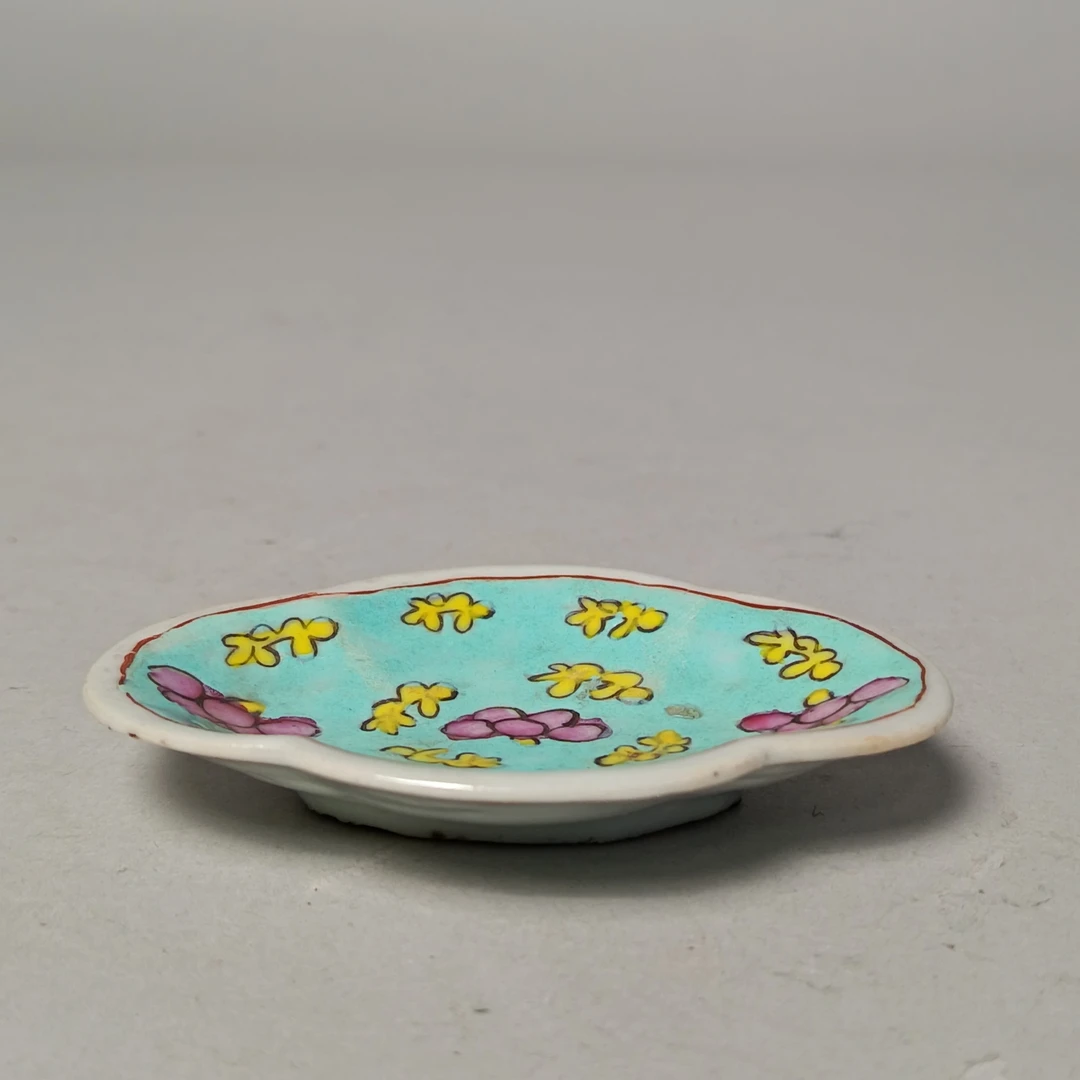 【010022520】清晚期 绿地粉彩花卉海棠洗