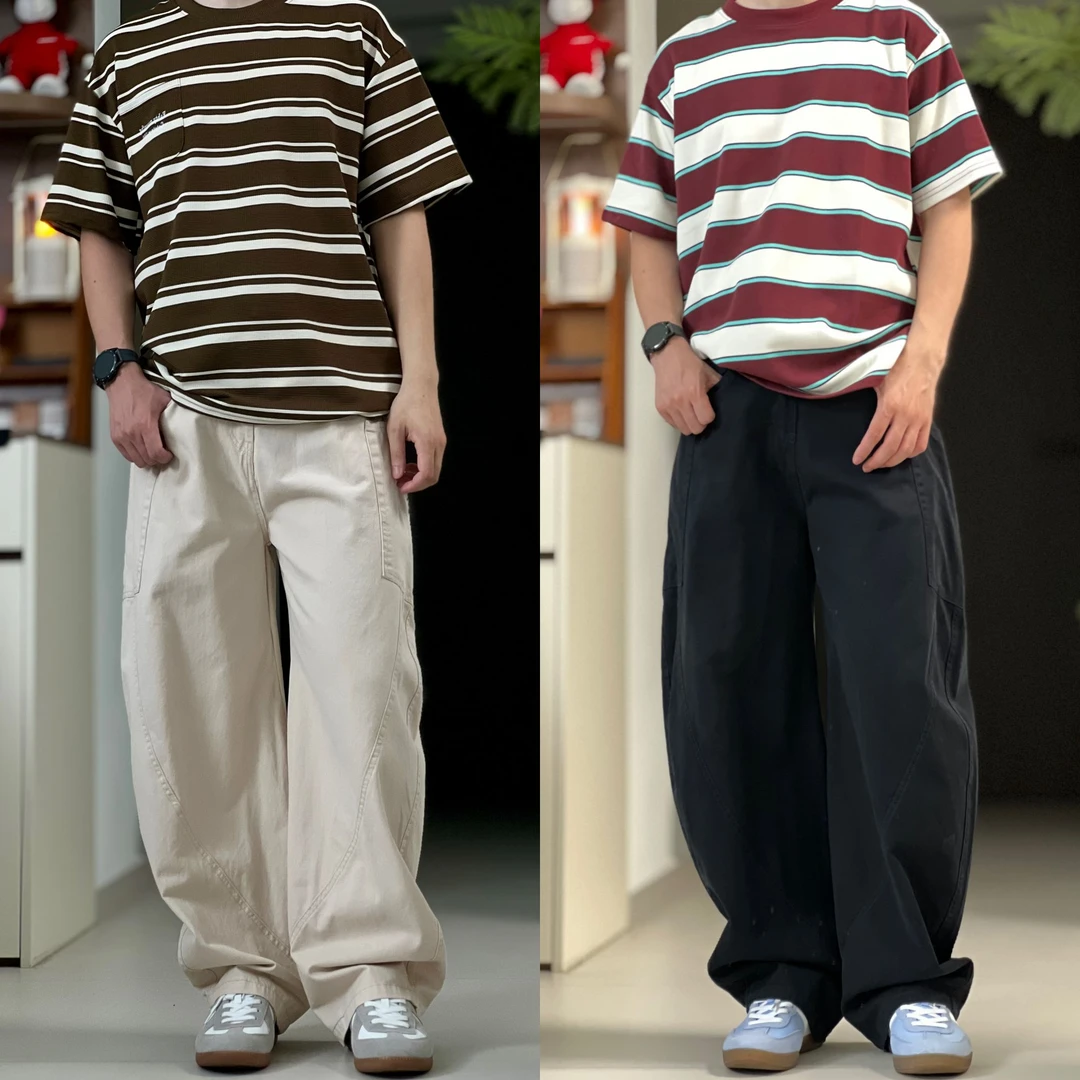 【实拍图】夏季薄款弯刀裤男女阔腿宽松休闲裤美式百搭潮流简约长裤