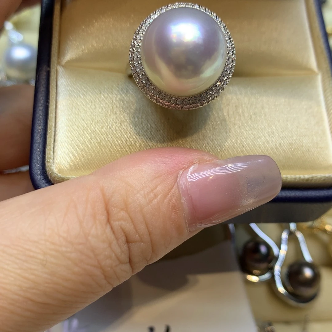 银S925镶嵌戒指海水珍珠