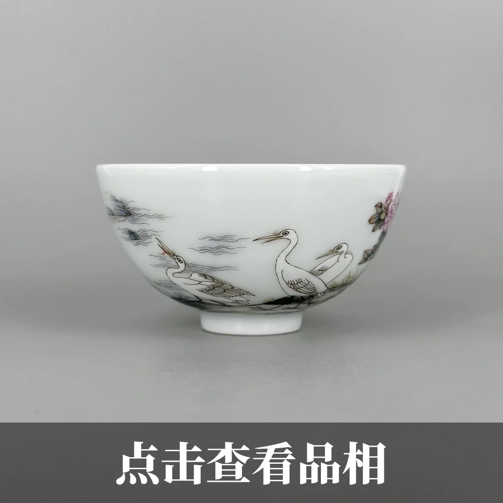 春风祥玉粉彩山石芙蓉鸬鹚纹敞口杯0802-29-300
