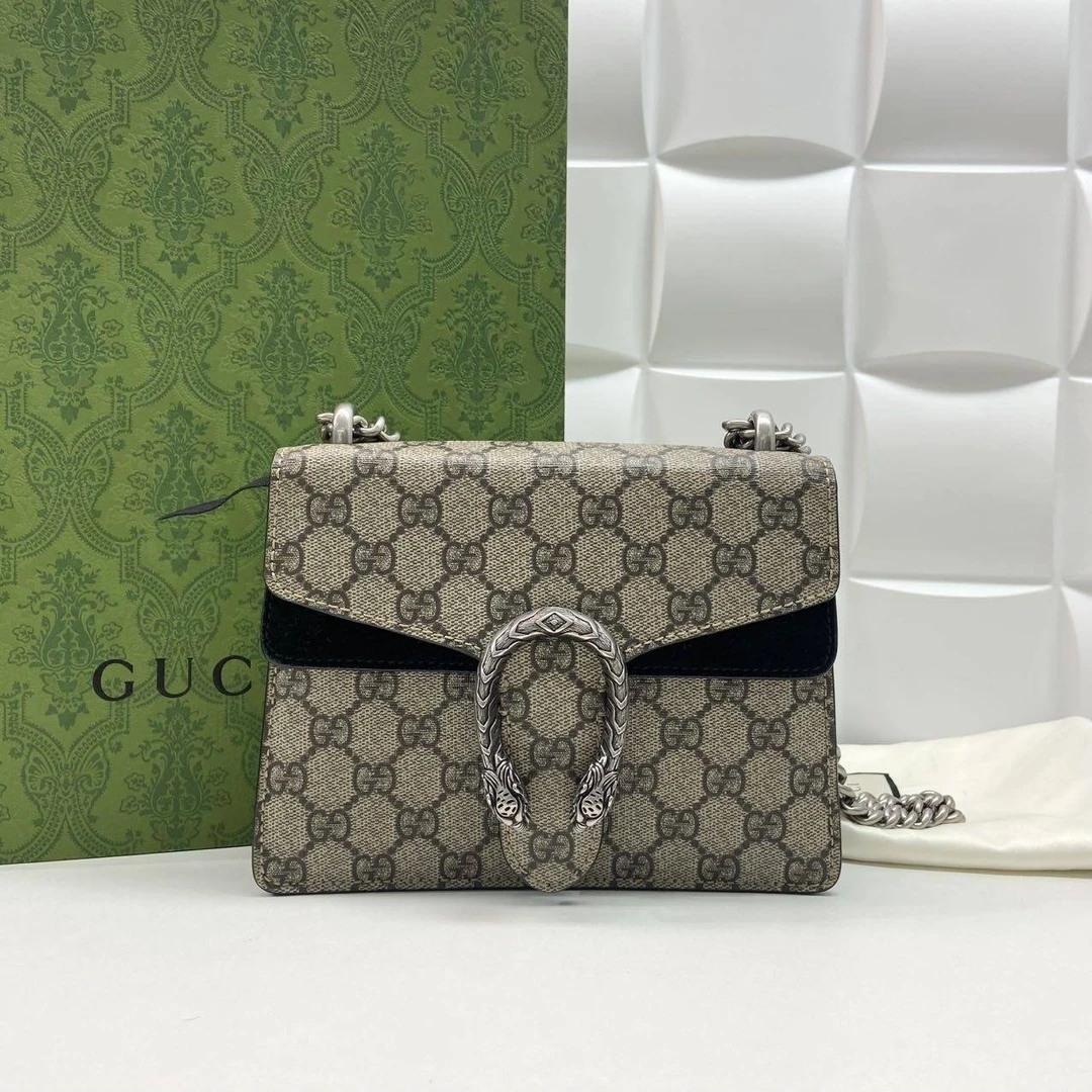 99新 GUCCI/古驰 思斯专属 古驰小号黑色酒神单肩包 THWY168