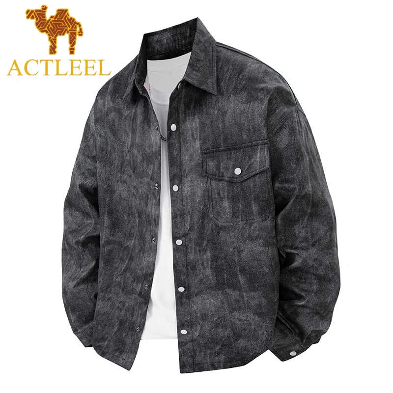 ACTLEEL美式重磅工装衬衣男士宽松休闲百搭复古长袖春夏衬衫外套