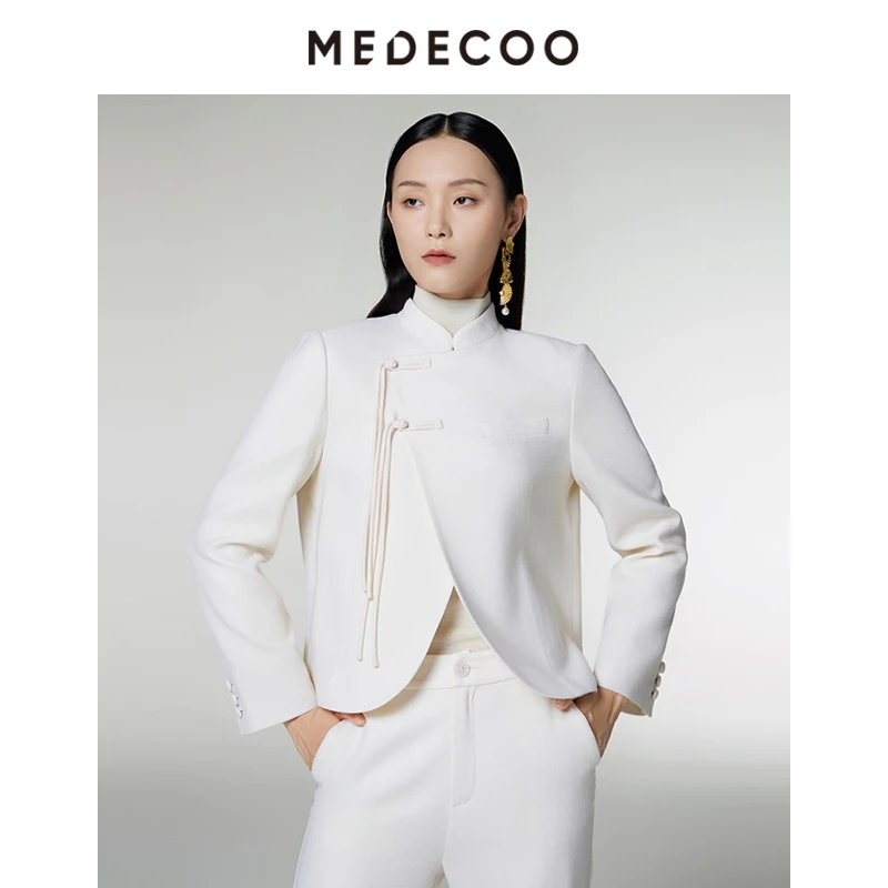 【星线好物】MEDECOO/墨蒂珂冬季新款干练立领盘扣中式羊毛短外套