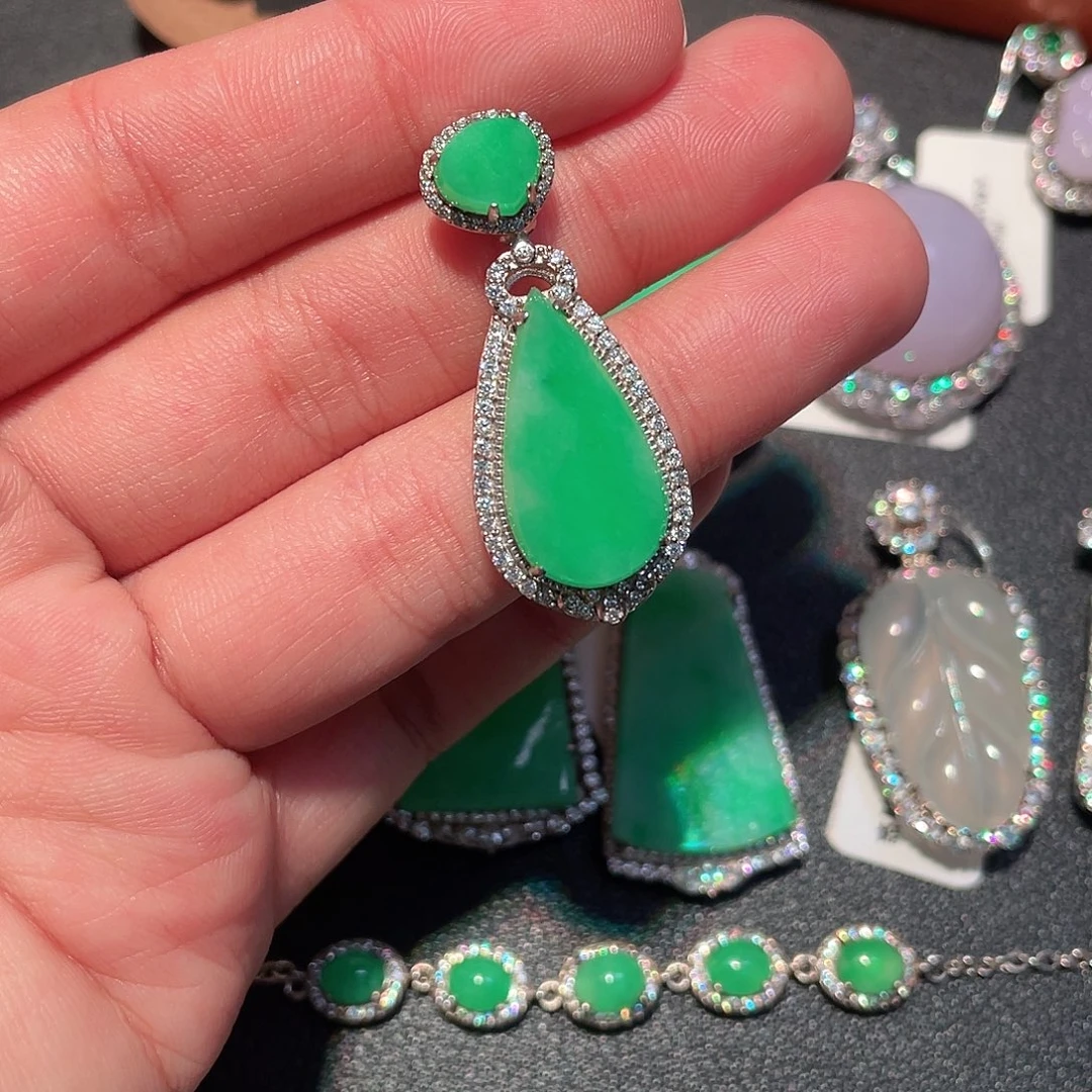 翡翠银S925镶嵌吊坠(不含链)