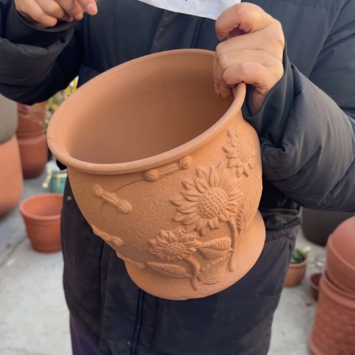 花盆紫砂口20高20宜兴紫砂粗糙正常