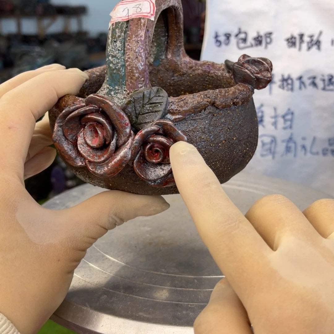 红陶粗砂陶瓷花盆