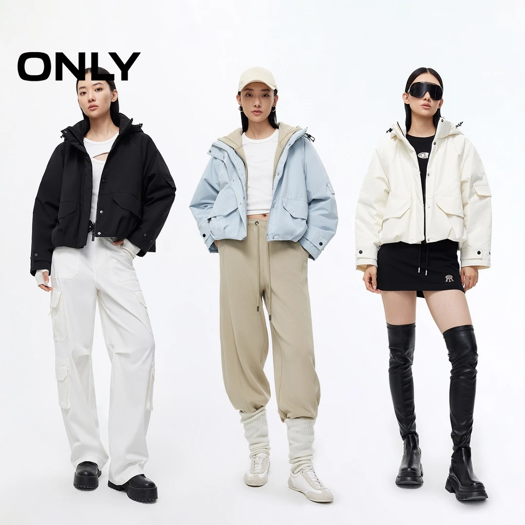 ONLY2025秋季新款轻户外可拆卸连帽宽松短款棉服女|125322010