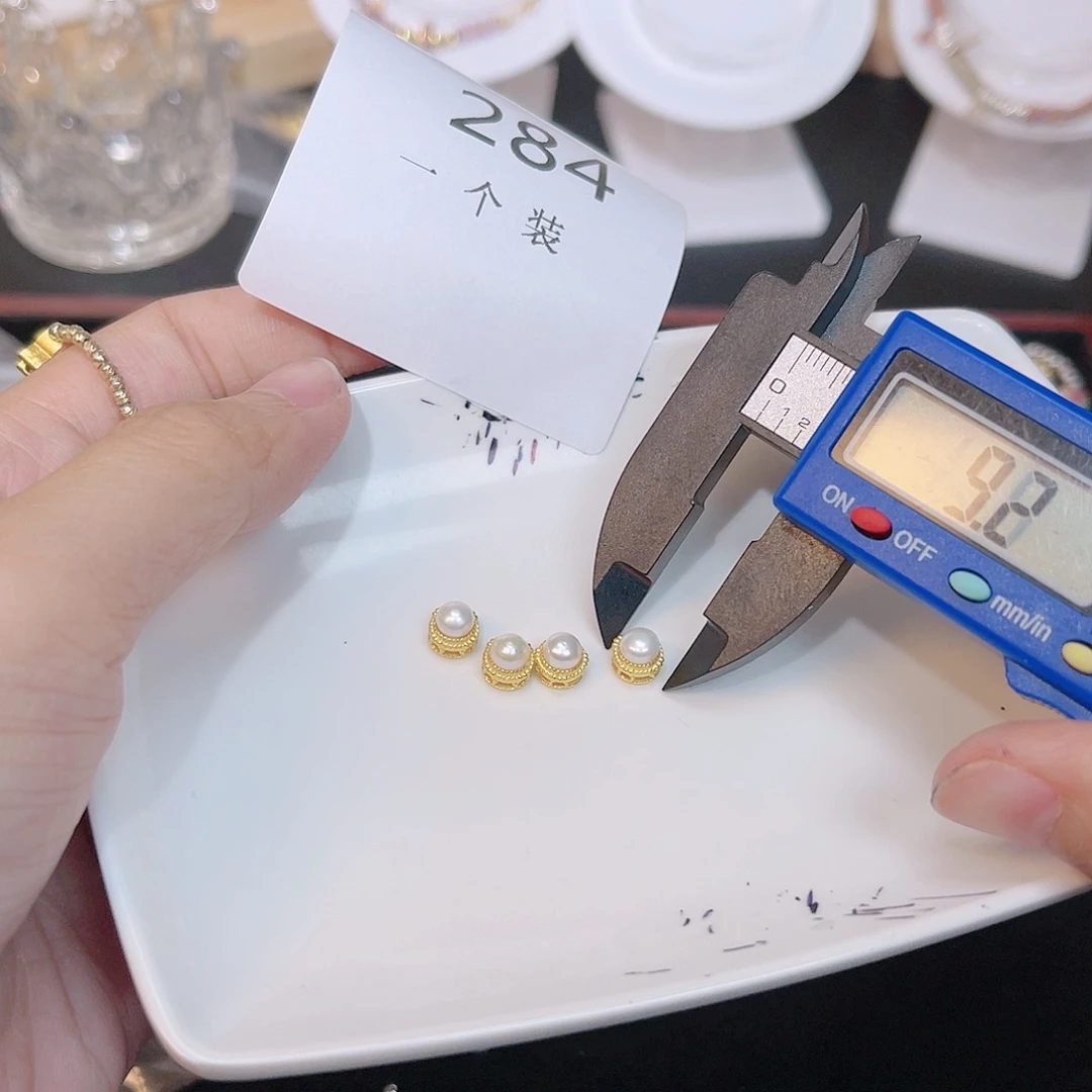 淡水珍珠珠宝奇石银S925镀金镶嵌284