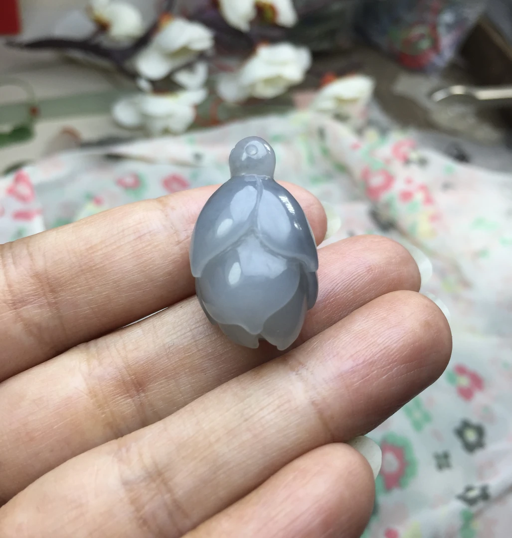 天然和田玉兰花 吊坠 玉兰花挂件手作