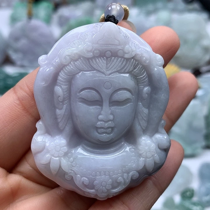 翡翠未镶嵌颈饰观音福利洒乌鸡料卡厚12+