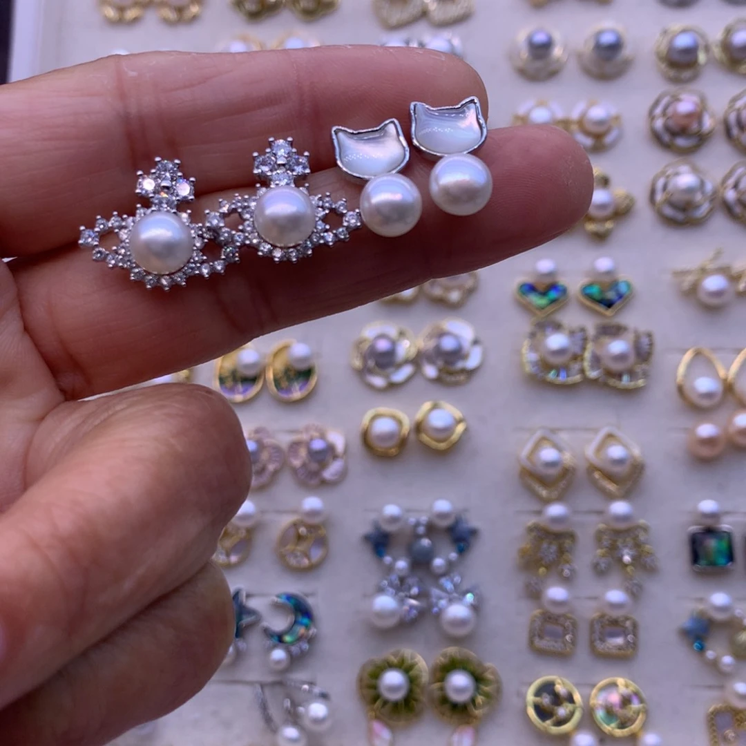 淡水珍珠耳饰合金