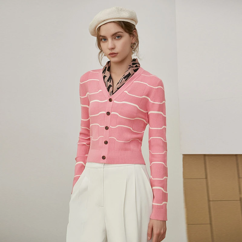 哥弟真的好女装新款曲线针织衫波浪纹针织开衫A400895