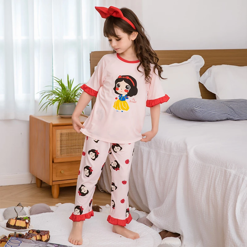 女童莫代尔家居服套装女孩夏季空调服白雪公主睡衣中大童薄款