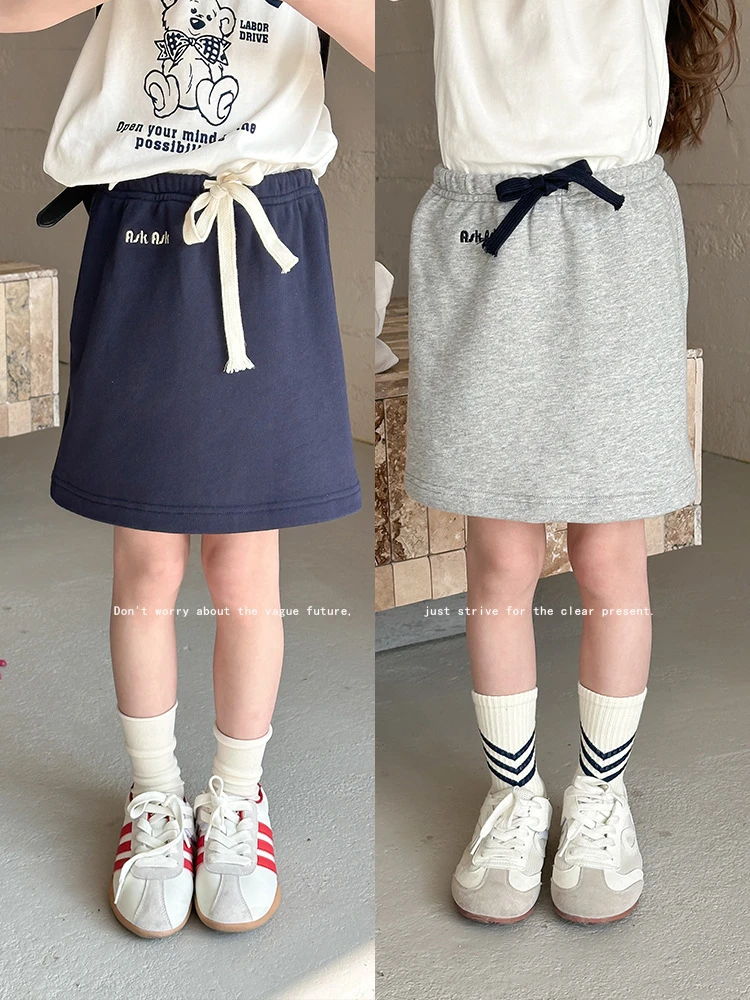 【现货清仓】儿童韩版简约运动风百搭裙子休闲字母半身裙 25A086