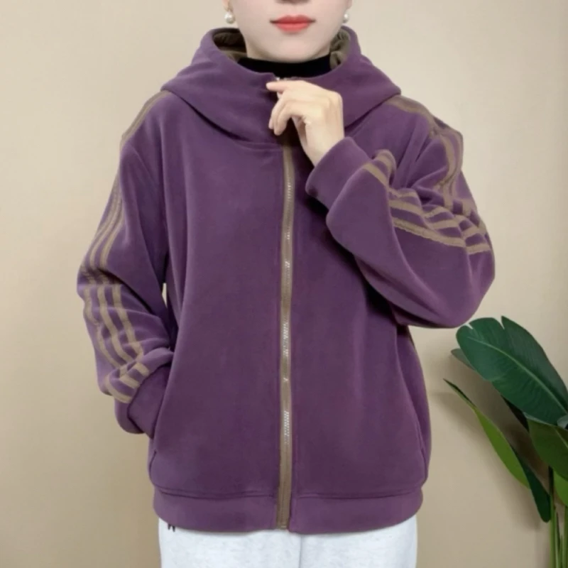 2025新款女连帽保暖女士秋冬保暖短外套加绒加厚百搭奥粒绒外套