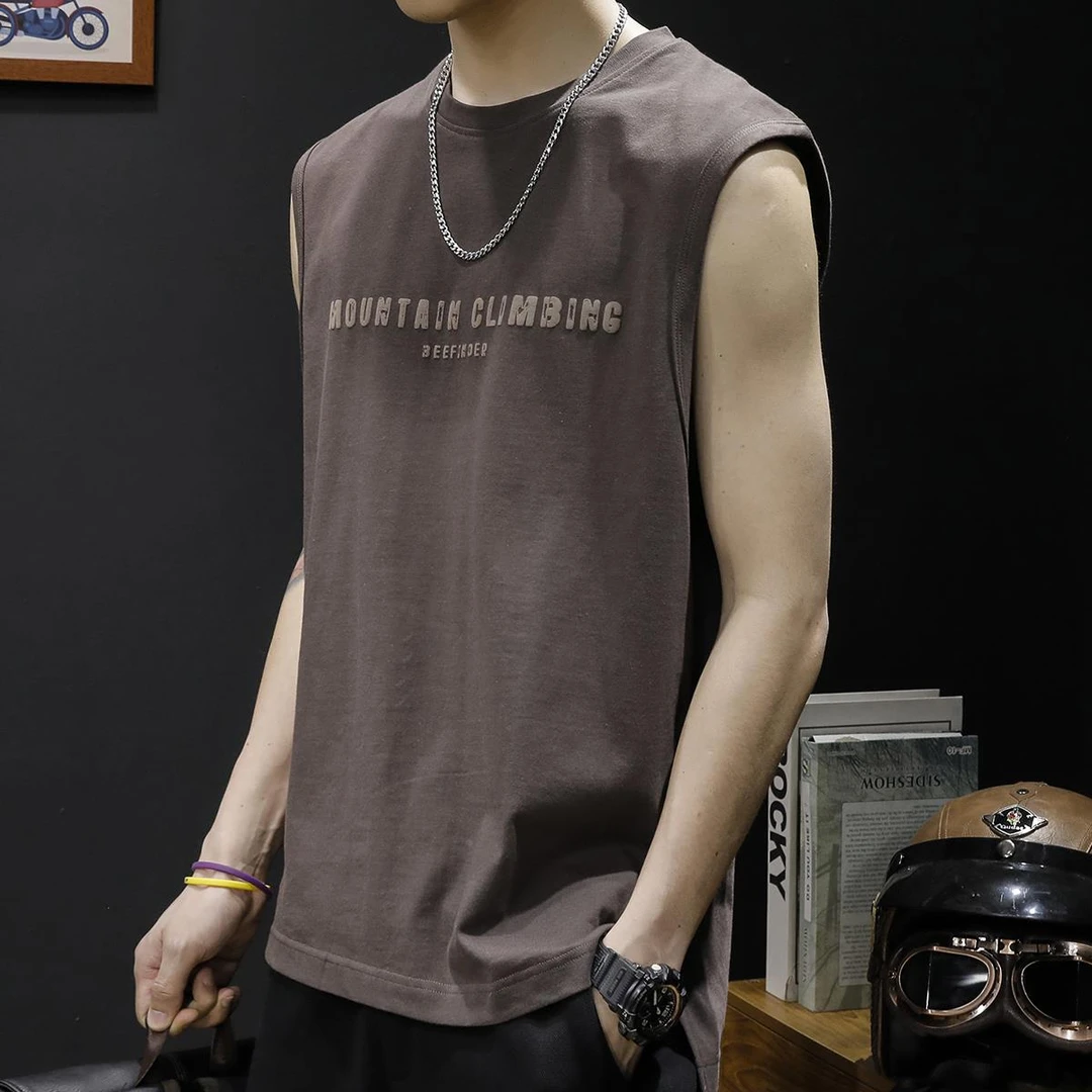 纯棉t恤背心男夏季宽松坎肩男士无袖短袖运动健身2025新款潮大码