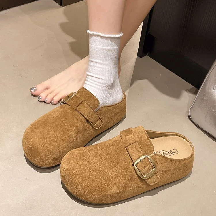 厚底勃肯鞋女2025新款秋季包头半拖鞋女款博肯增高一脚蹬懒人鞋子