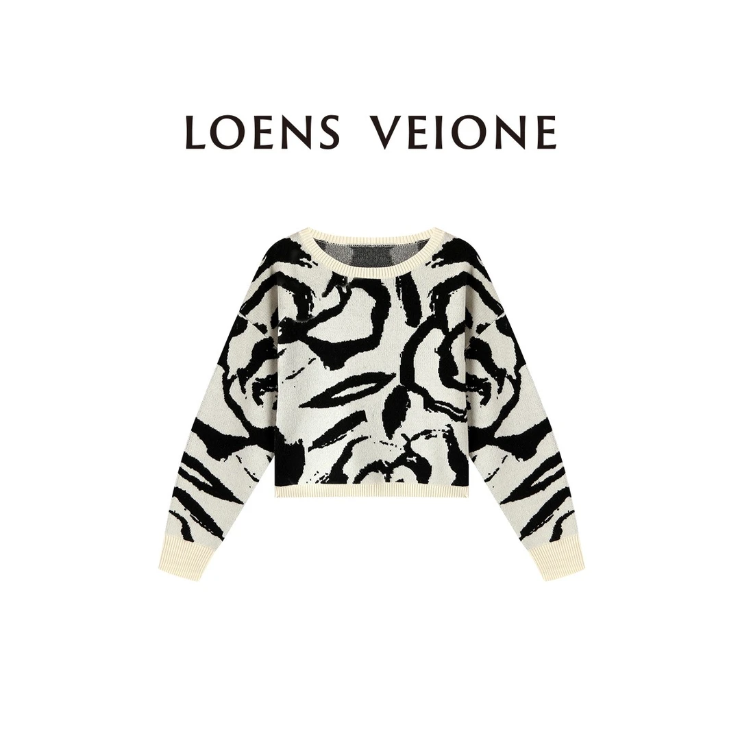 LOENS VEIONE/罗拉 托斯卡纳绵羊毛黑白毛衣24CVDA0242N