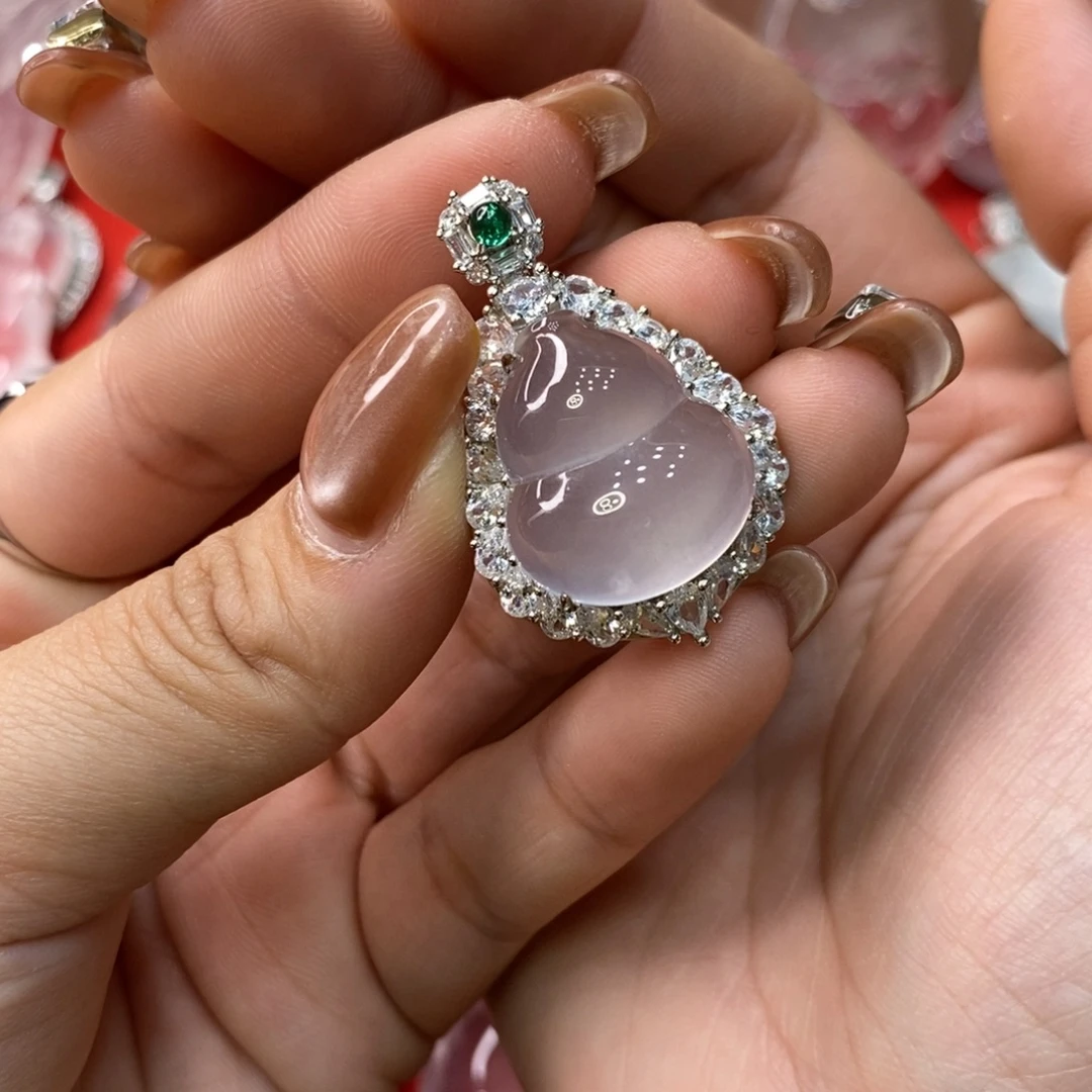 石英质玉银S925镶嵌葫芦吊坠