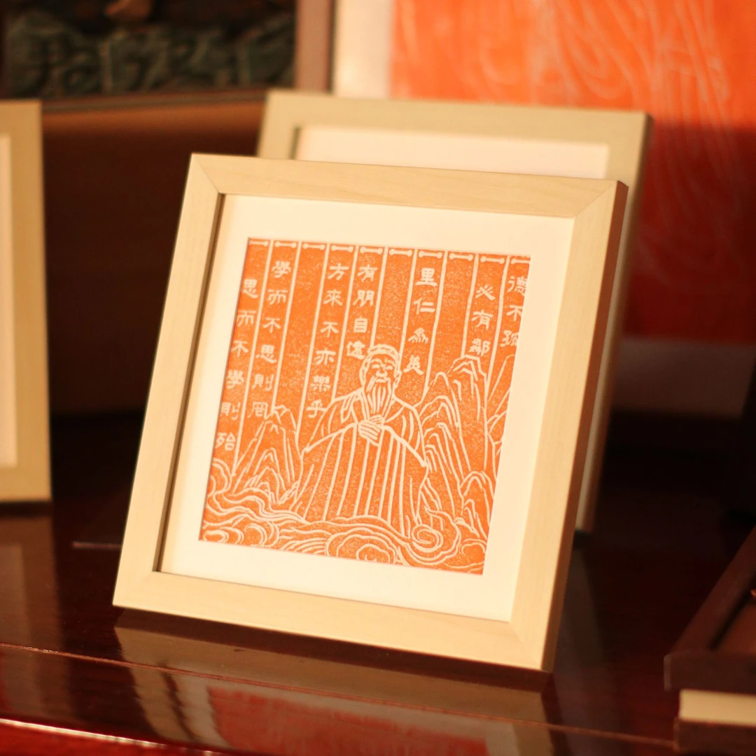 孔庙祈福系列拓片金石拓片纯手工朱砂拓片书桌摆台