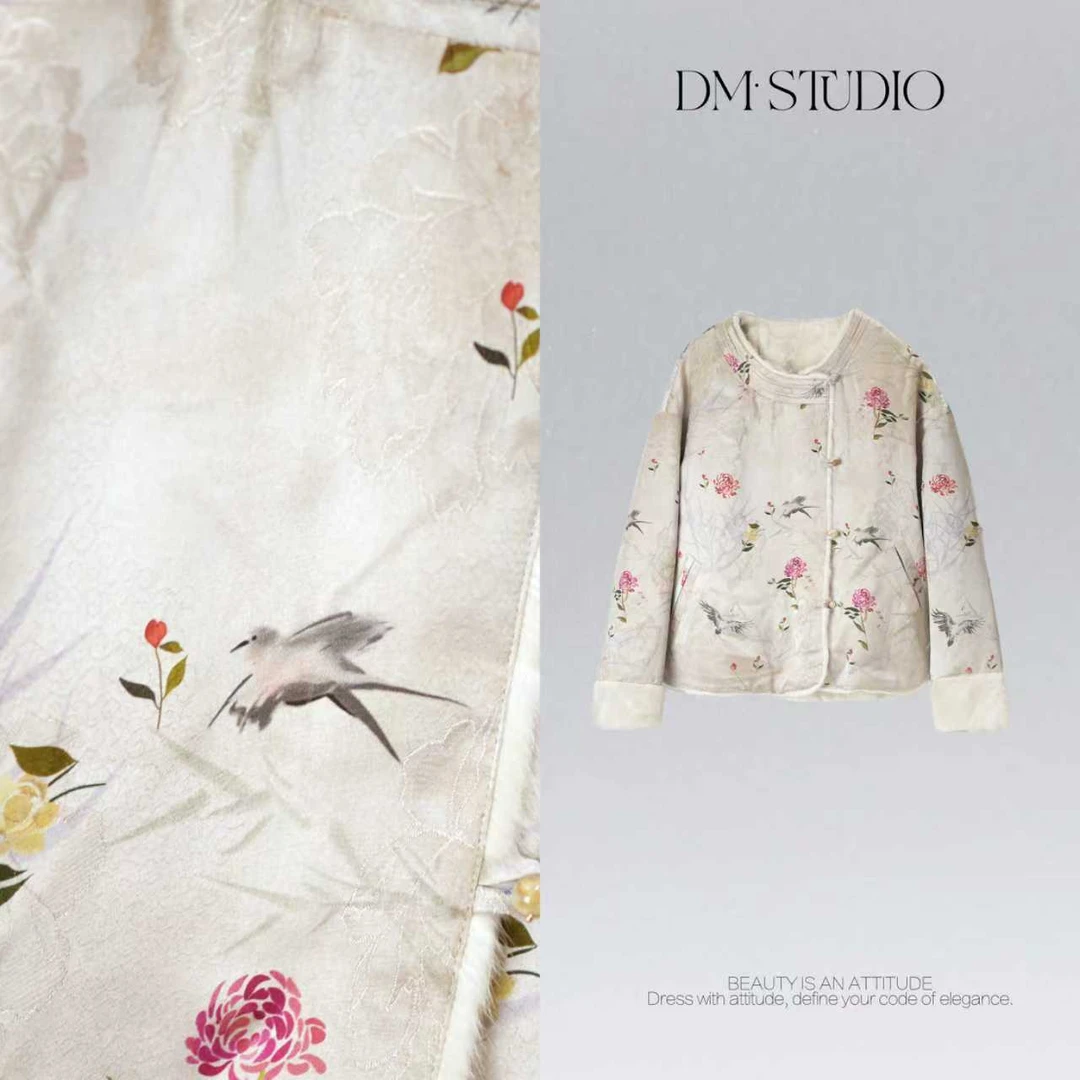 DEDM•STUDIO/冬季新中式复古提花高级感国风水貂外套2510WT/T056