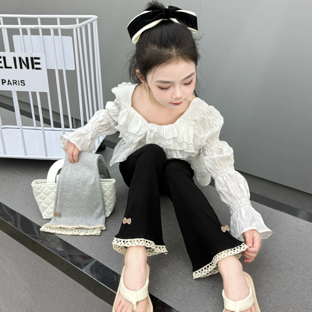 【浅秋20-30度穿】女童打底裤春秋儿童喇叭裤微喇裤宝宝高腰长裤子