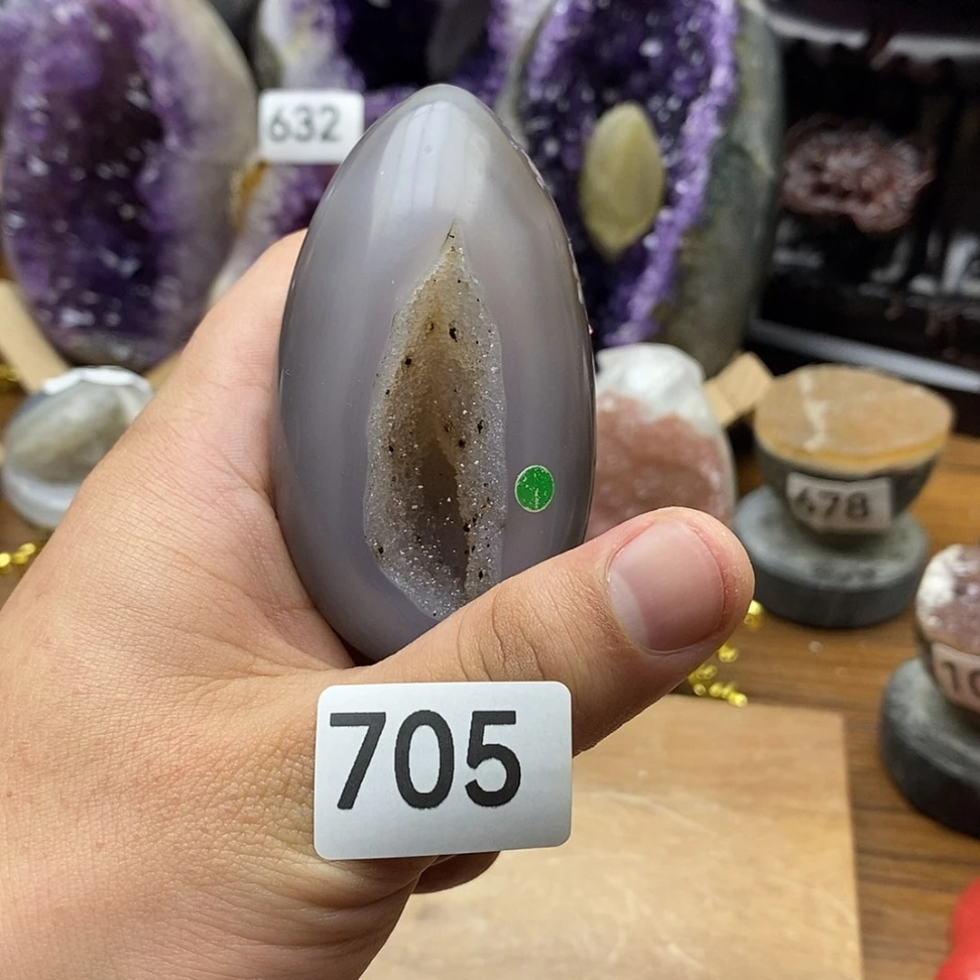 紫晶摆件未镶嵌全抛玛瑙龙蛋