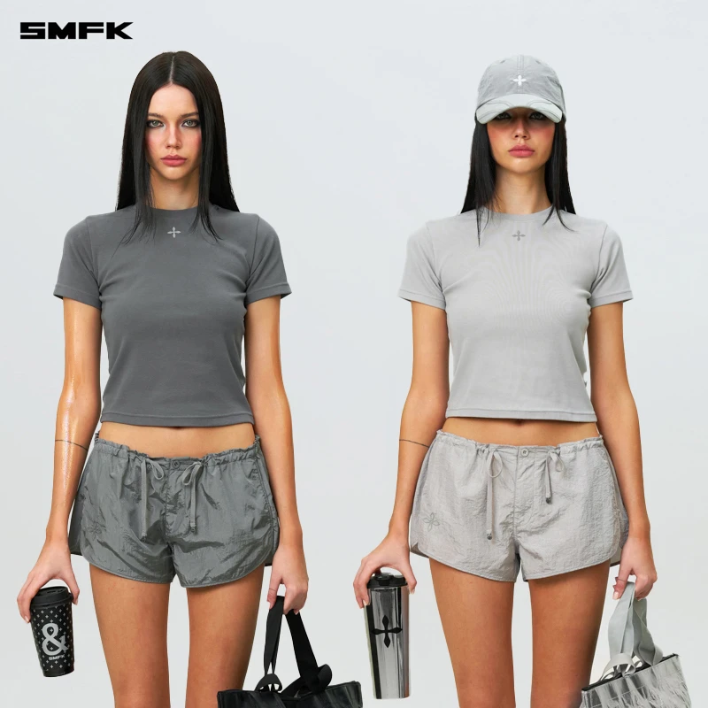 SMFK拥抱修身Tee DT008LG 女士健身简约时尚休闲百搭短款T恤上衣