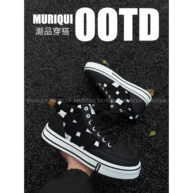 MURIQUI Normcore秋冬新款 百搭高帮板鞋男款学生厚底休闲帆布鞋