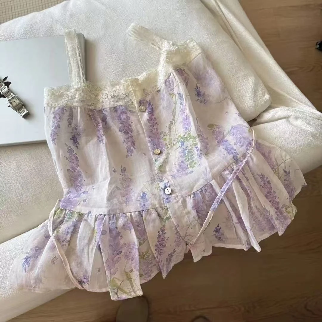 夏季新款高端睡衣女时尚性感印花甜美休闲家居服睡裙可外穿