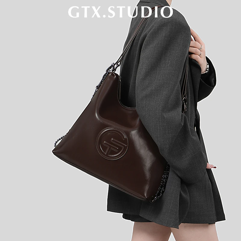 【谷田西】原创美拉德软皮托特包女大容量牛皮松弛感通勤大包双肩包