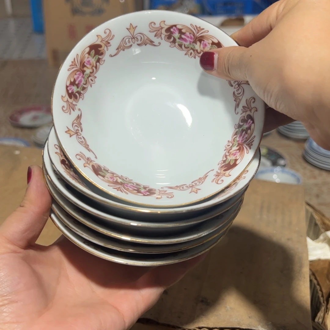 瓷片12厘米蝶恋花饭碗6个