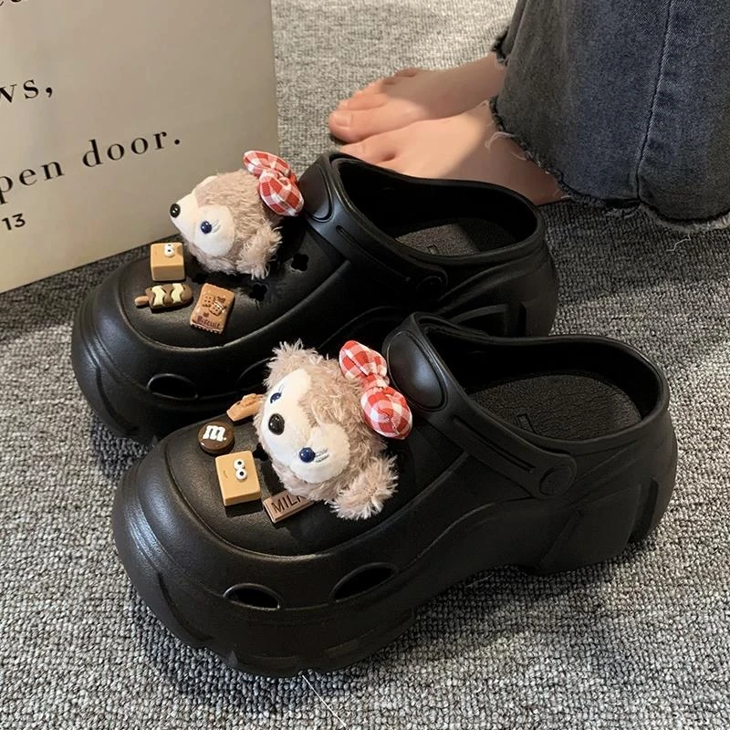 EVA洞洞鞋女夏外穿2026网红新款厚底增高户外休闲防滑包头凉拖鞋